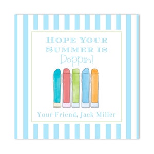 Etiqueta de presente de picolé de final de ano letivo para impressão - "Espero que seu verão esteja estourando!" - Lontra Pop, Porta Picolé, Aquarela - Download INSTANTÂNEO!