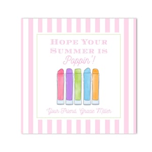 Etiqueta de presente de picolé de final de ano letivo para impressão - "Espero que seu verão esteja estourando!" - Lontra Pop, Porta Picolé, Aquarela - Download INSTANTÂNEO!