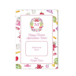Printable Teacher School Gift Card Holder | 5x7 | Teacher Appreciation, Last Day, First Day, Back to School -Instant Download, Print at Home