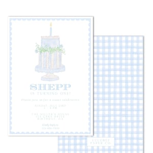 Printable Watercolor Classic Birthday Invitation - Baby Boy First Birthday, One Little Candle, One Little Cake | 5x7 | INSTANT DOWNLOAD