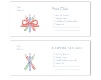 Set of 24 Custom Printed School Envelopes | Teacher Communication; Back to School Supplies; Personalized School Envelopes; School Money
