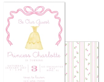 Invitación de cumpleaños imprimible de princesa amarilla de cuento de hadas - ¡Sé nuestro invitado! Invitación de princesa preppy en acuarela - ¡DESCARGA INSTANTÁNEA!