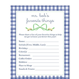 Printable Bus Driver Favorite Things List -  Back to School - 8.5x11 - Instant Download, Fully Customizable Text, Print at HOME!