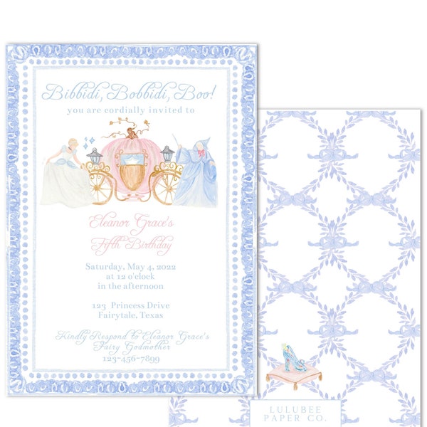 Printable Glass Slipper Birthday Invitation - Bibbidi, Bobbidi, Boo! Watercolor Classic Princess Invitation -INSTANT DOWNLOAD, Print at Home