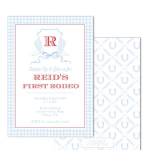 Printable Preppy First Rodeo Birthday Invitation - Saddle Up, Cowboy First Birthday - INSTANT DOWNLOAD; Customizable; Print at HOME!