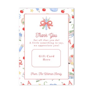 Printable Teacher School Gift Card Holder | 5x7 | Teacher Appreciation, Last Day, First Day, Back to School -Instant Download, Print at Home