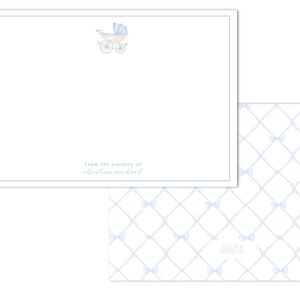 Printable Bay Boy Carriage Notecard w/ Bow Trellis Backer - 5x7 - "From the Nursery of..." | INSTANT Download, Personalize & Print at Home!