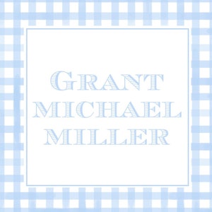 Printable Boys Personalized Calling Card - Watercolor Blue Gingham, Classic Preppy Boys Calling Card - Print at Home!