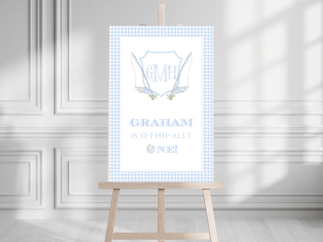 Printable Custom Monogram O-fish-ally One Welcome Sign | 24x36 ...