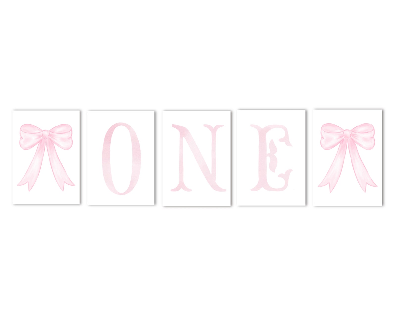 PRINTABLE Pink Bow First Birthday High Chair Banner | 5x7 | Watercolor ...