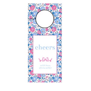 Liberty Floral Inspired Print Wine Gift Tag - INSTANT DOWNLOAD, Print at Home, Customizable Preppy Watercolor Wine Gift Tag