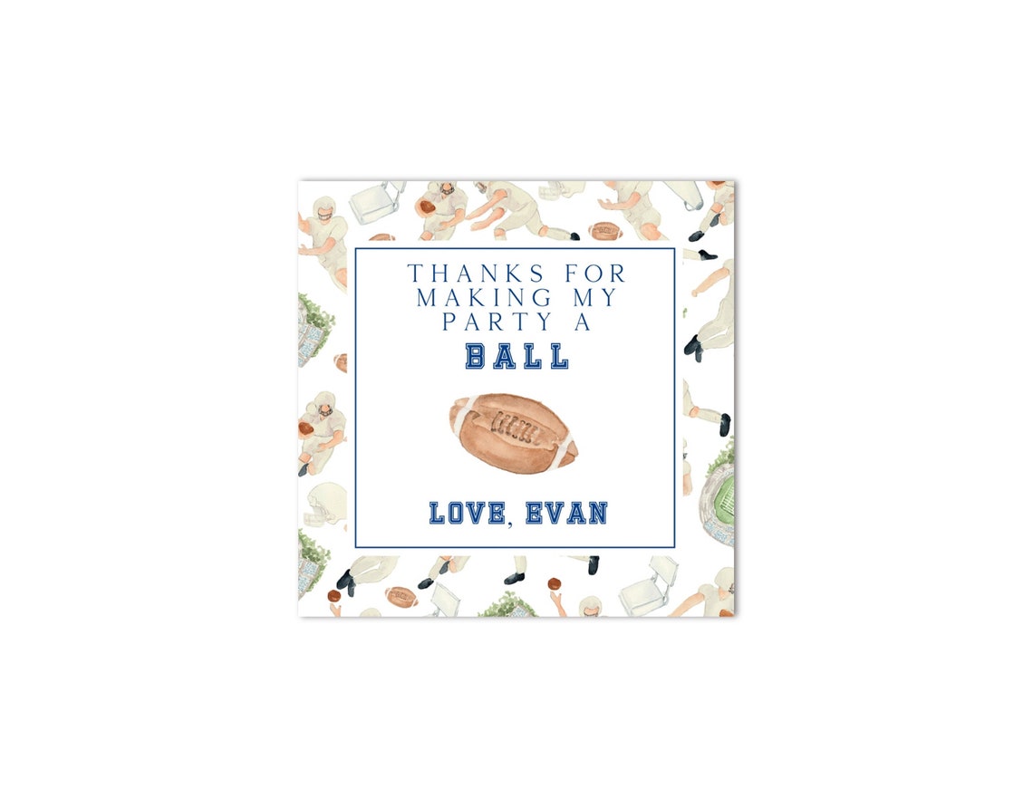Printable Watercolor Football Party Favor Tags - First Down! Its Game ...