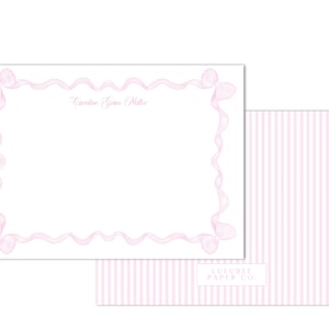 Personalisierte Wasserfarbe Rosa Schleife Karte | 5x7" | Dankeskarte, Grandmillenial, Preppy Kids | Sofortiger Download & Druck zu Hause!