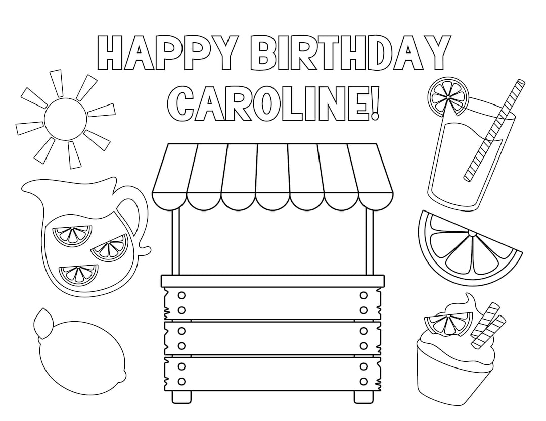 Printable Lemonade Birthday Party Coloring Page | Lemonade Stand, Lemon ...