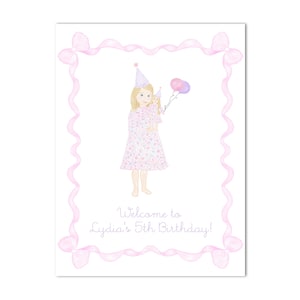 American Girl Doll Geburtstag 18x24 Zoll Willkommensschild - Dolly Birthday Party - Grandmillenial, Floral, Preppy - Print at Home!