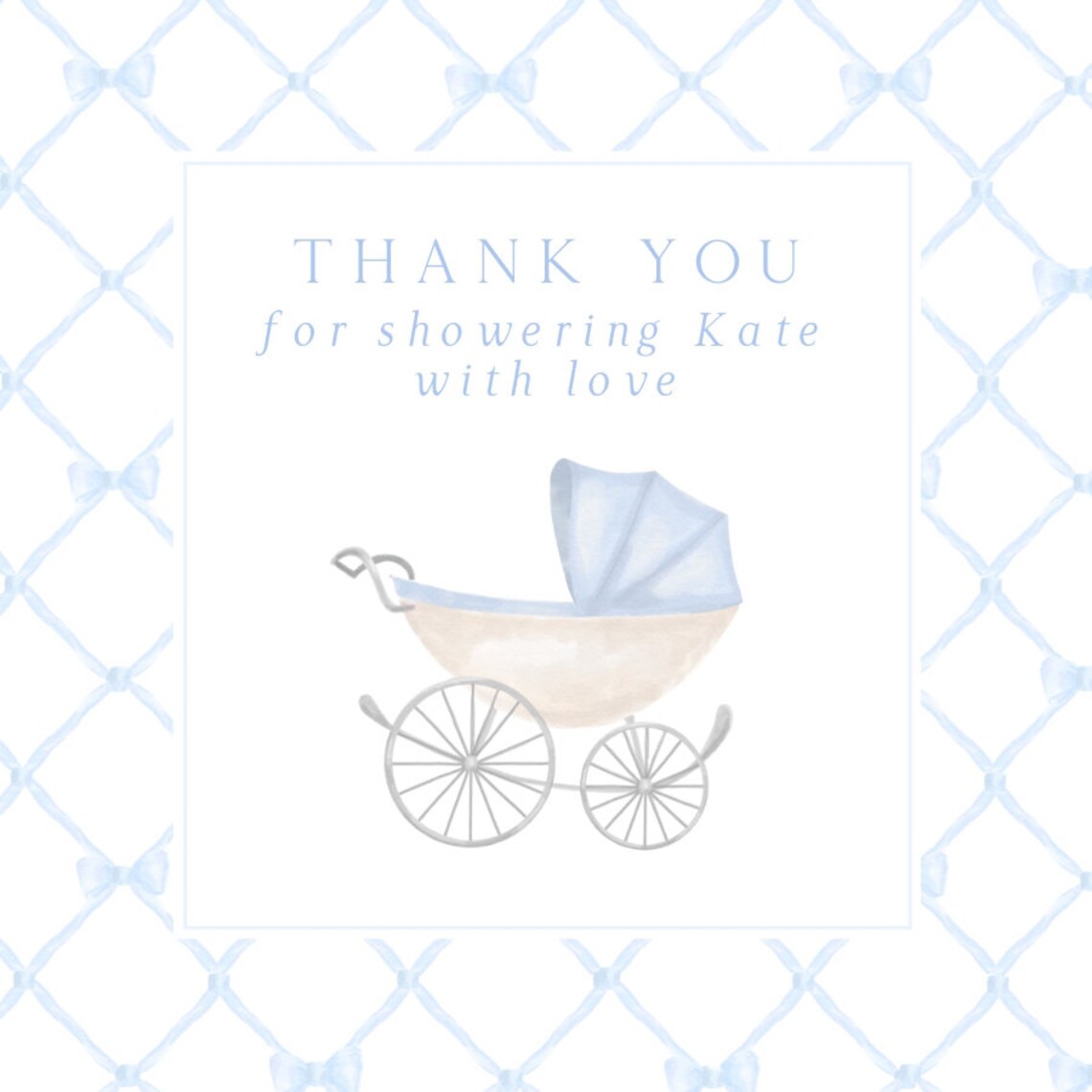 Printable Baby Boy Shower Favor Tag Classic Carriage &amp; Bow - Etsy