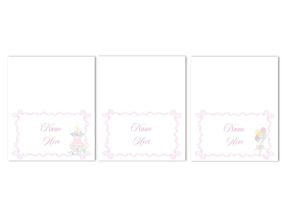 Printable Pink Bow Birthday Party Tented Cards / Food Tents ...