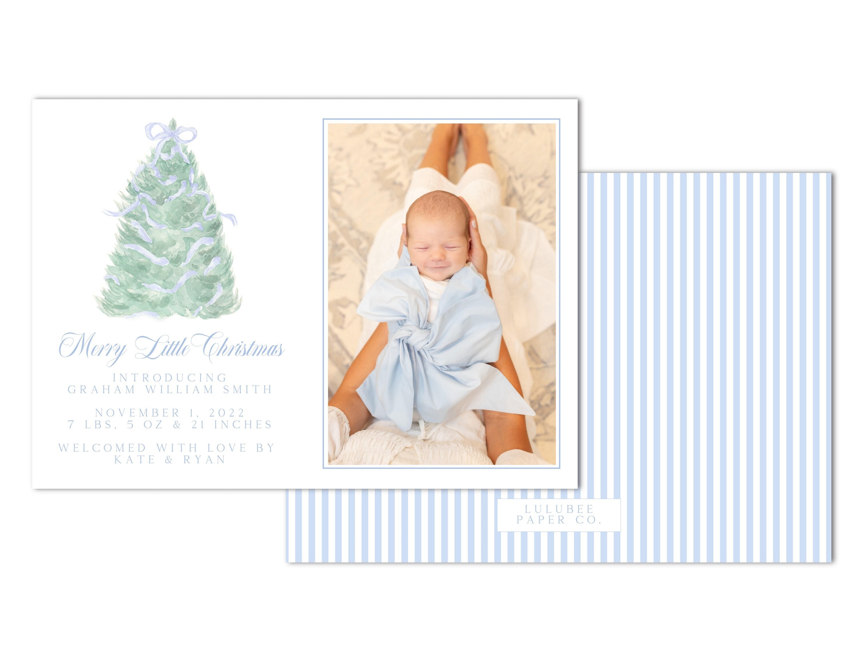 Watercolor Baby Boy Floral Stork Birth Announcement Two Sided Classic Linen  Stock -  Ireland