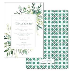 Printable Bridal / Baby Shower Invitation - Watercolor Greenery with Trellis Backer - INSTANT DOWNLOAD; Customizable; Print at HOME!