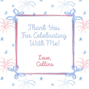 Printable Watercolor Fourth of July Gift Tags | 3x3&quot; | Red White & TWO! Star Spangled Cutie,Firecracker, Party in the USA - INSTANT Download