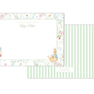 Printable Peter Rabbit Thank You Notes - 7x5&quot; - Gender Neutral, Little Bunny, Puddleduck, Grandmillenial - INSTANT DOWNLOAD, Print at Home
