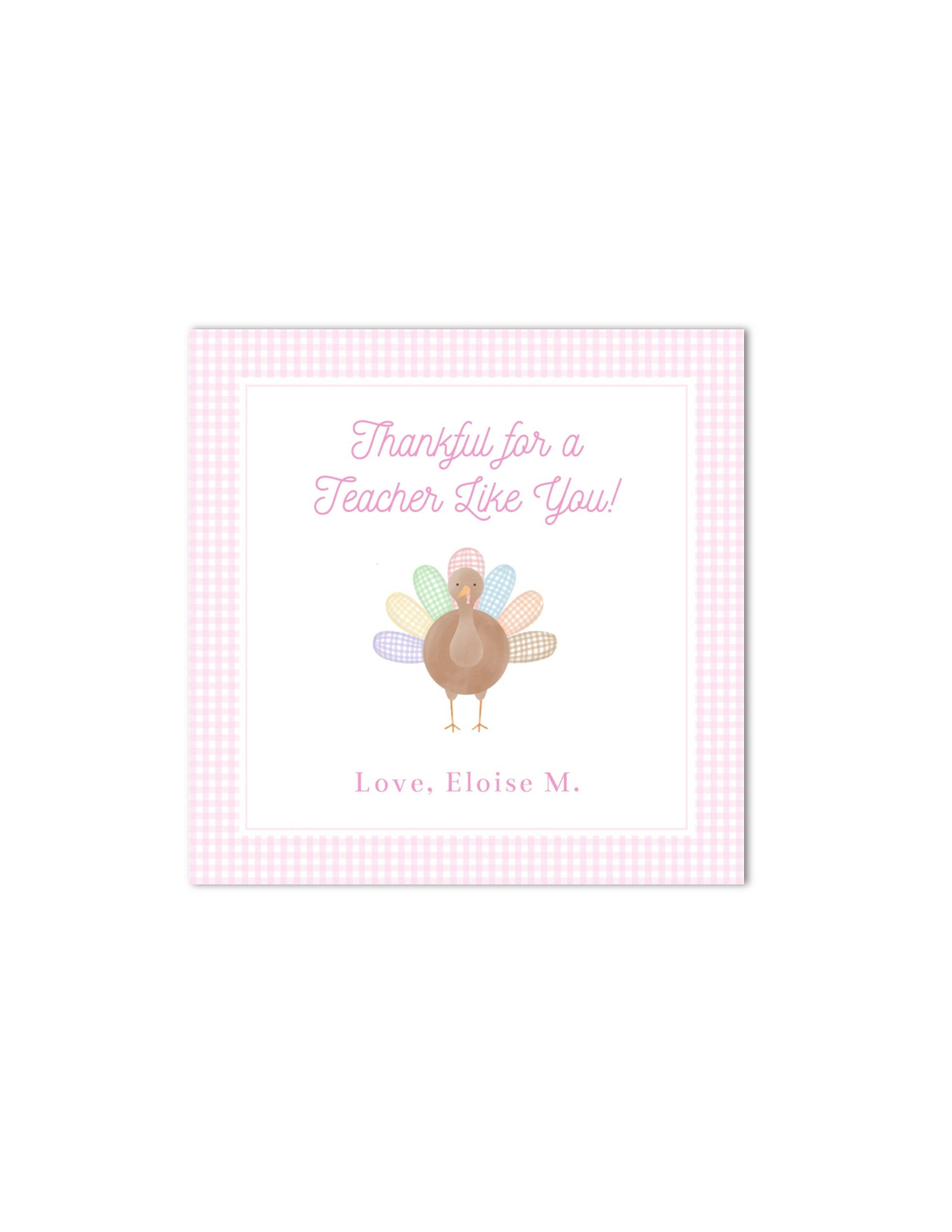 Printable Thanksgiving Watercolor Turkey Gift Tag - Thankful for You ...
