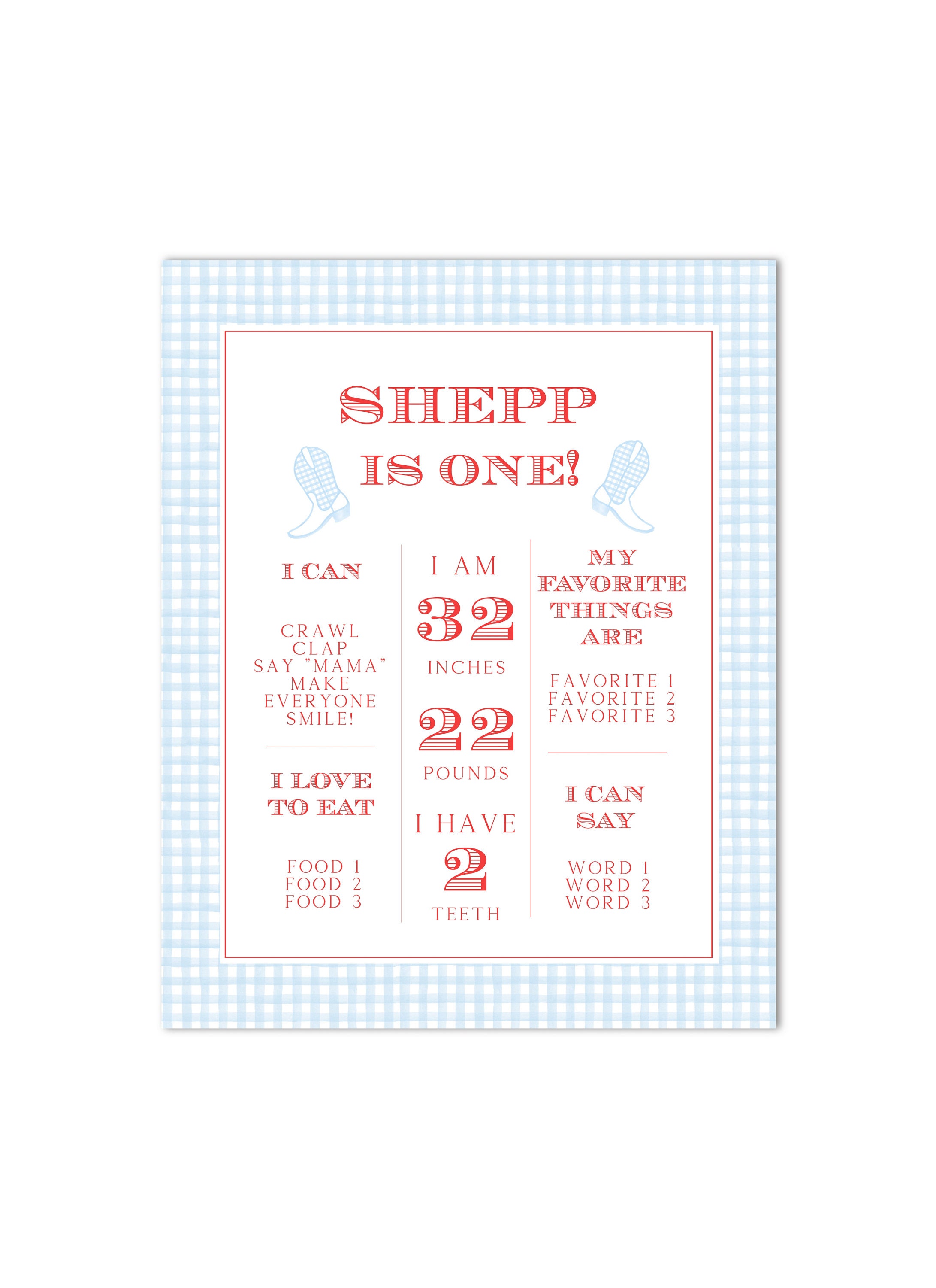 First Rodeo Signage Printable Boys First Rodeo Milestone Sign | 16x20 | Watercolor Gingham ...