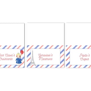 Printable Storybook French Girl Birthday Party Tented Cards - Food Tents - Grandmillenial, INSTANT DOWNLOAD, EDIT your own Text!