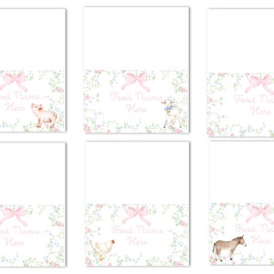 Druckbare Blumen Tented Farm Karten | 3x3 | Aquarell Partytiere, Partyzelte, Tischkarten - Preppy, Grandmillenial - Instant Download