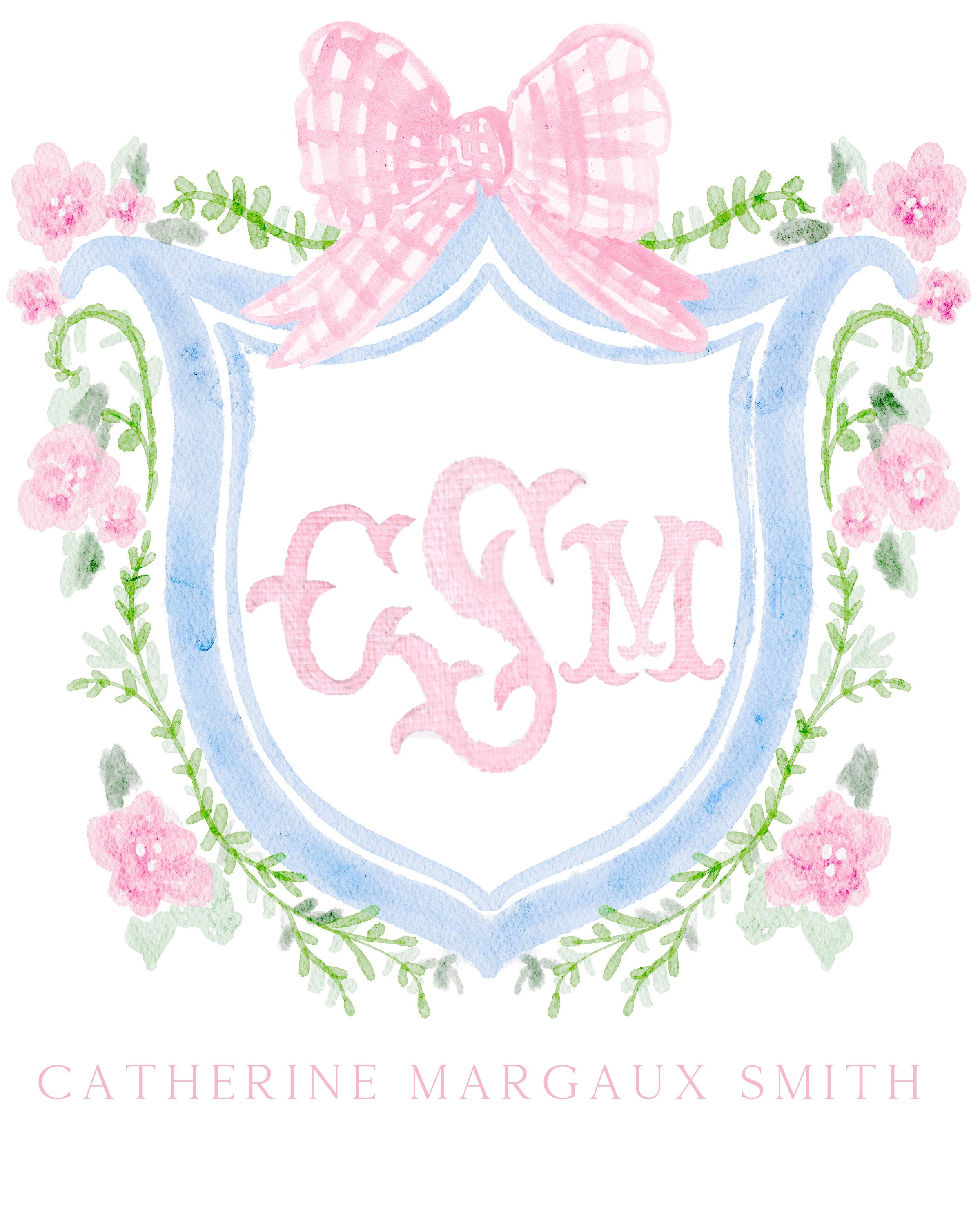 Baby Girl Watercolor Floral Monogram Crest |8x10 -hospital Bassinet ...