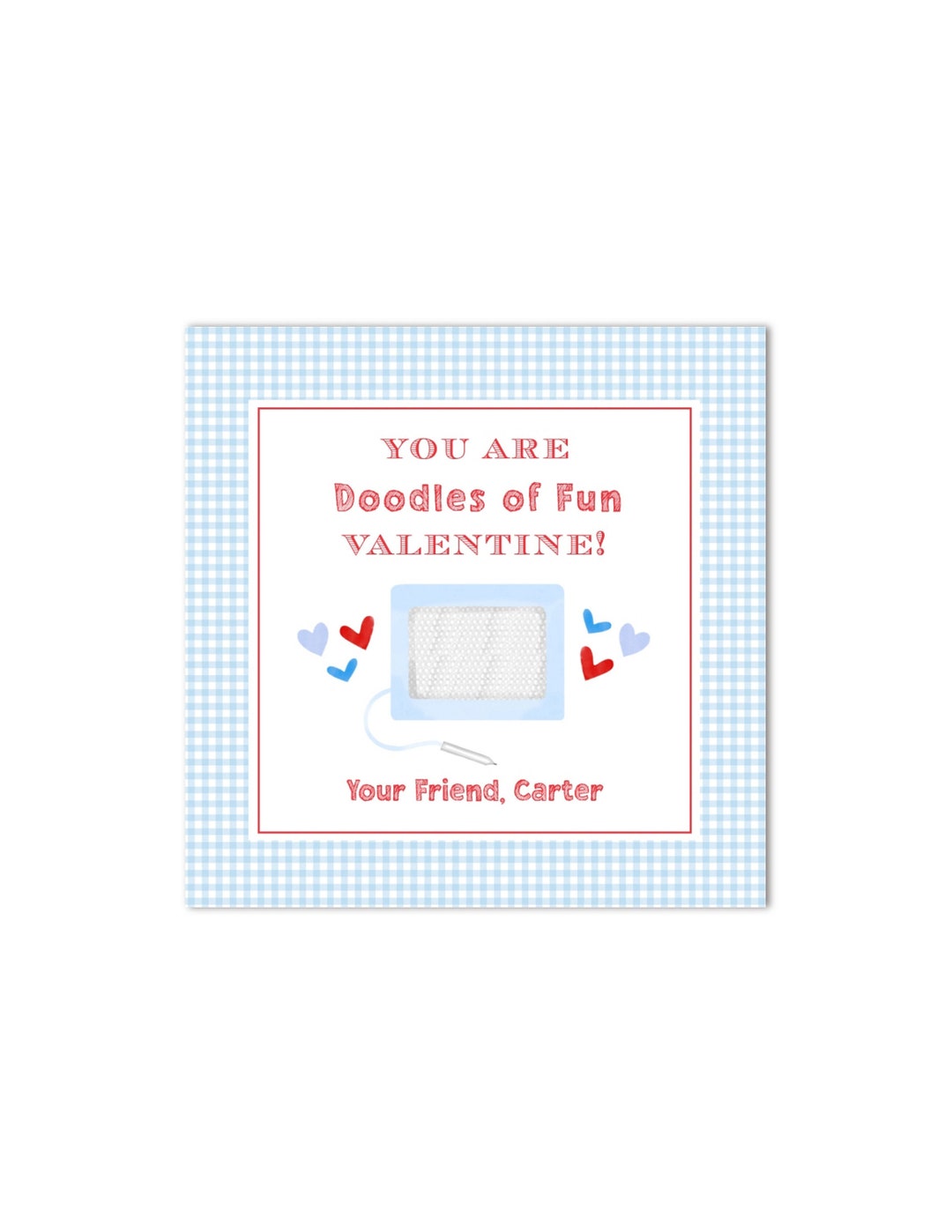 Printable Valentines Etch a Sketch Gift Tag you Are Doodles of Fun