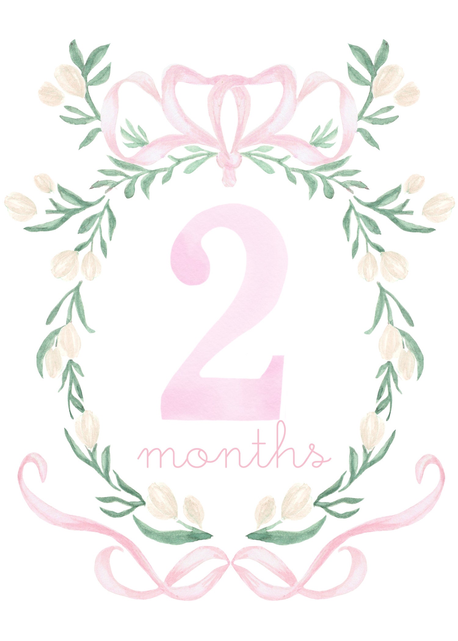 Printable Set of 12 Pink Floral Crest Baby Monthly Milestone Cards | 5 ...
