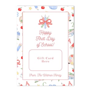 Printable Teacher School Gift Card Holder | 5x7 | Teacher Appreciation, Last Day, First Day, Back to School -Instant Download, Print at Home
