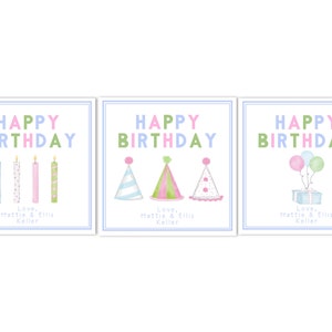 Printable Kids Birthday Gift Tag Trio - Gender Neutral, Preppy, Grandmillenial - INSTANT Download, Customize your text!