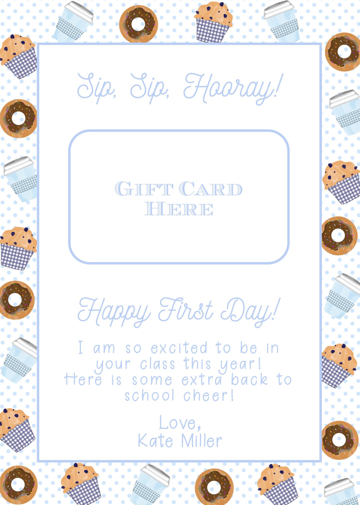Printable Teacher Back to School Coffee Gift Card Holder | 5x7 | Thanks ...