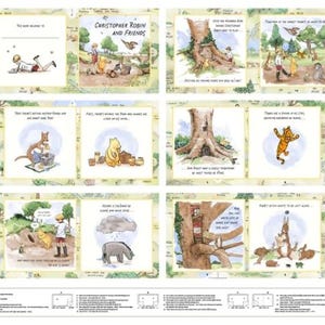 May include: A children's book spread featuring illustrations of Winnie the Pooh and friends. The title "Christopher Robin and Friends" is visible. The illustrations depict scenes with characters like Pooh, Tigger, and Eeyore in a whimsical style.