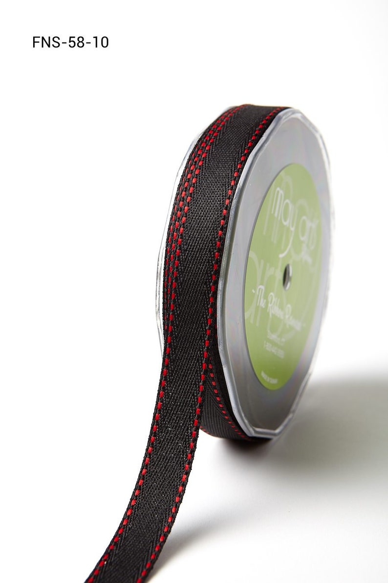 5/8 Inch Light Weight Twill Ribbon With Red Stitched Woven Edge / Sold ...