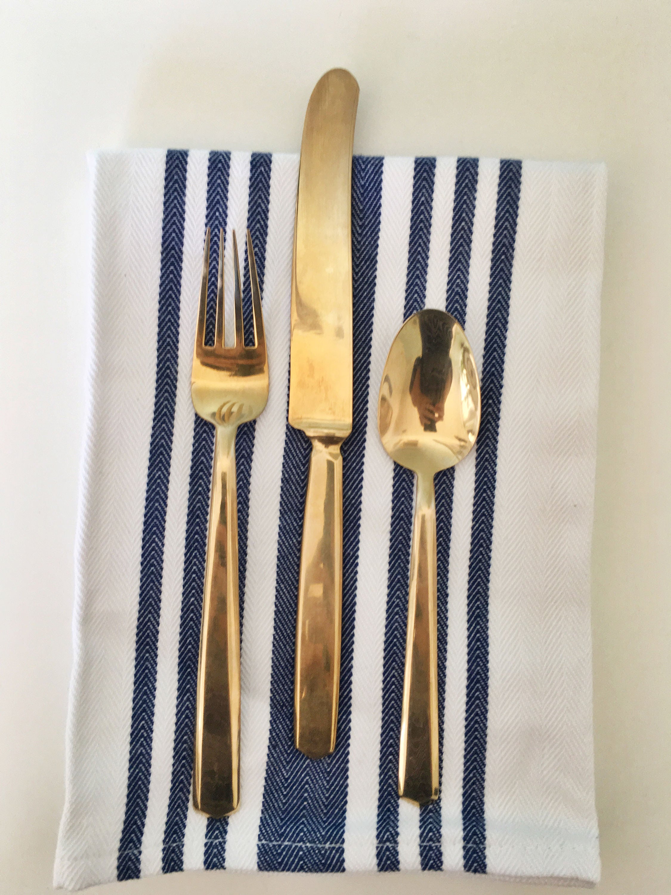 Gold Silverware Set Brass Flatware Silverware Set Hollywood Etsy