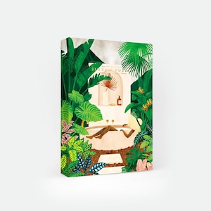 Peut inclure: Un puzzle illustrant un couple se relaxant dans une baignoire entourée de plantes tropicales verdoyantes. Le puzzle est intitulé "Are You The Villain?" et fait partie de la collection "Jigsaw Puzzle".