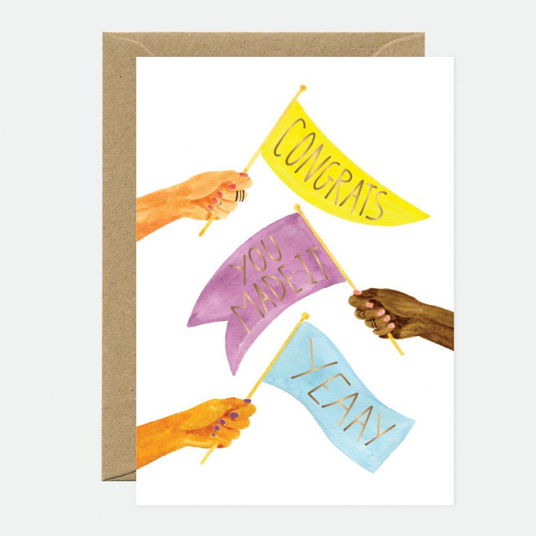 Supportive Flags Congrats Flags - Supportive Greeting Card - Gold Foil - Etsy