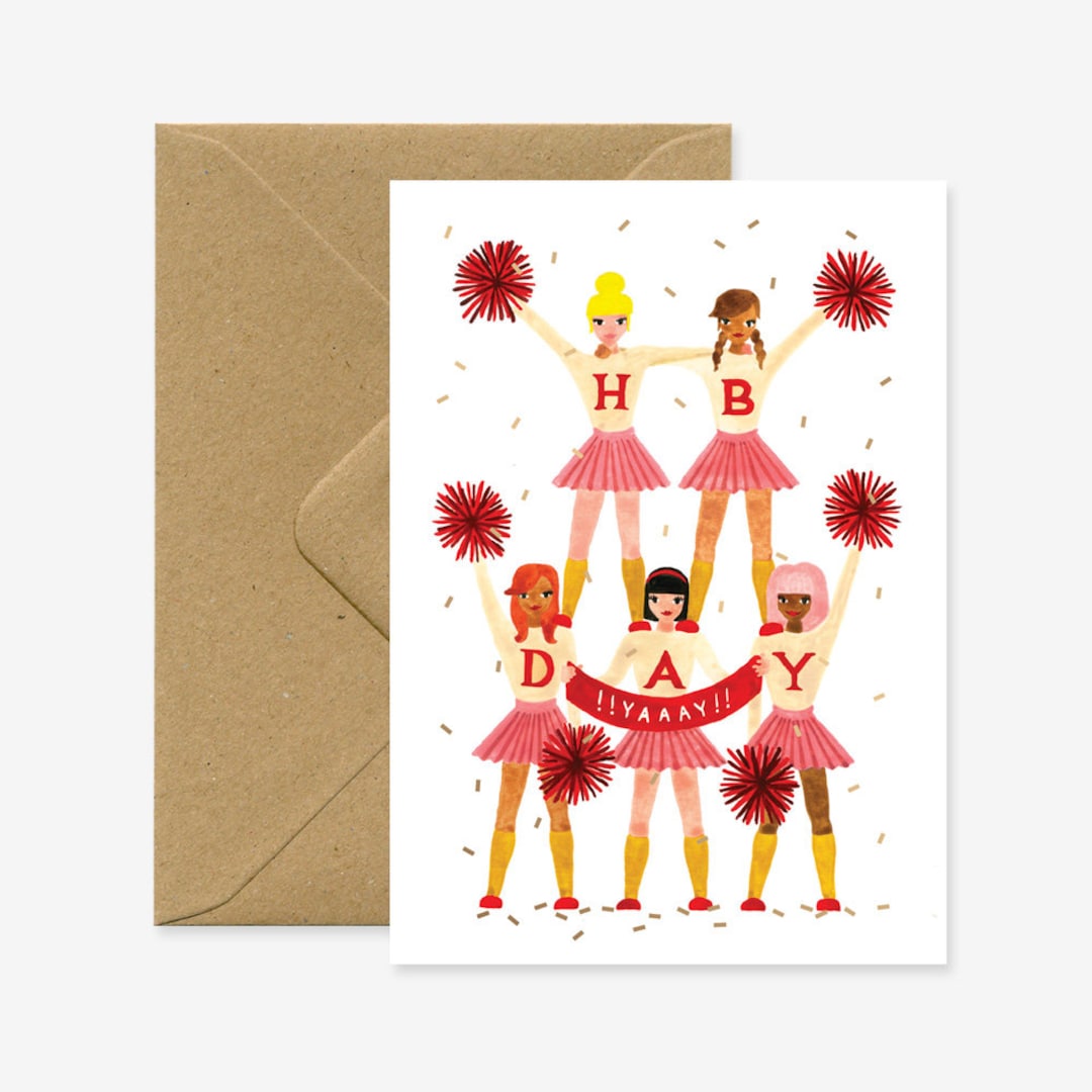 Cheerleaders Birthday Greeting Card - Etsy