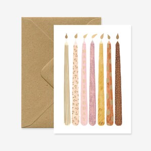 Candles - Birthday Greeting card - Gold foil