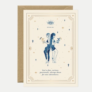 Gemini - Astrology Greeting card - Gold foil