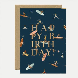 Paddle girls - Birthday Greeting card - Gold foil