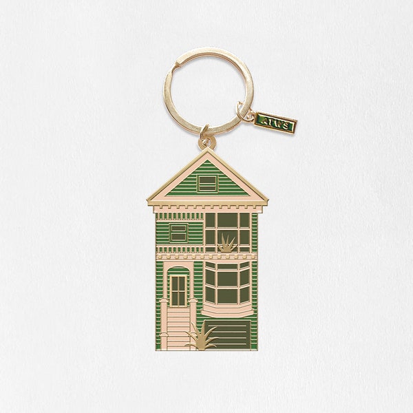 Porte-clés en émail - Victorian house - vert