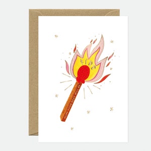 Fire Match - Birthday Greeting card - Gold foil
