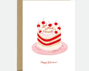 Love Sucks Cake - Love & friendship Greeting card