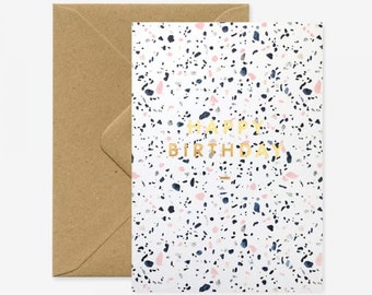 Terrazzo - Birthday Greeting card - Gold foil