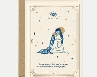 Aquarius - Astrology Greeting card - Gold foil