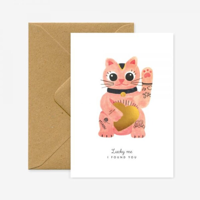 Lucky Cat Love Greeting card image 1